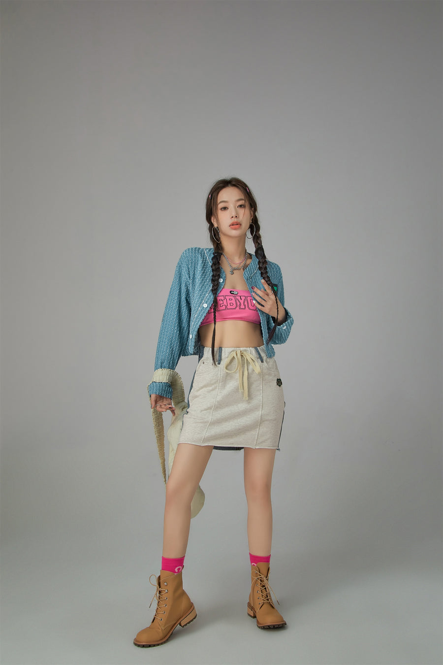 CHUU Two Faced Denim Mini Skirt