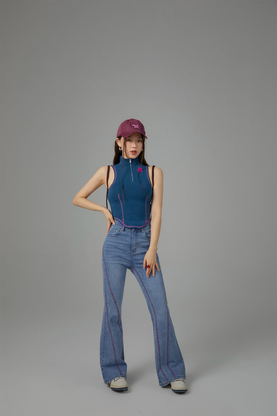 CHUU Desire A Legacy Half Zip-Up Sleeveless Top