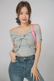 Shirring Off Shoulder T-Shirt