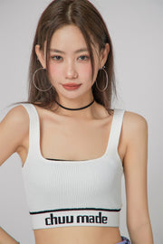 Chuu Made Ribbed Crop Sleeveless Top