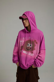 Smiling Character Gradient Loose-Fit Hoodie