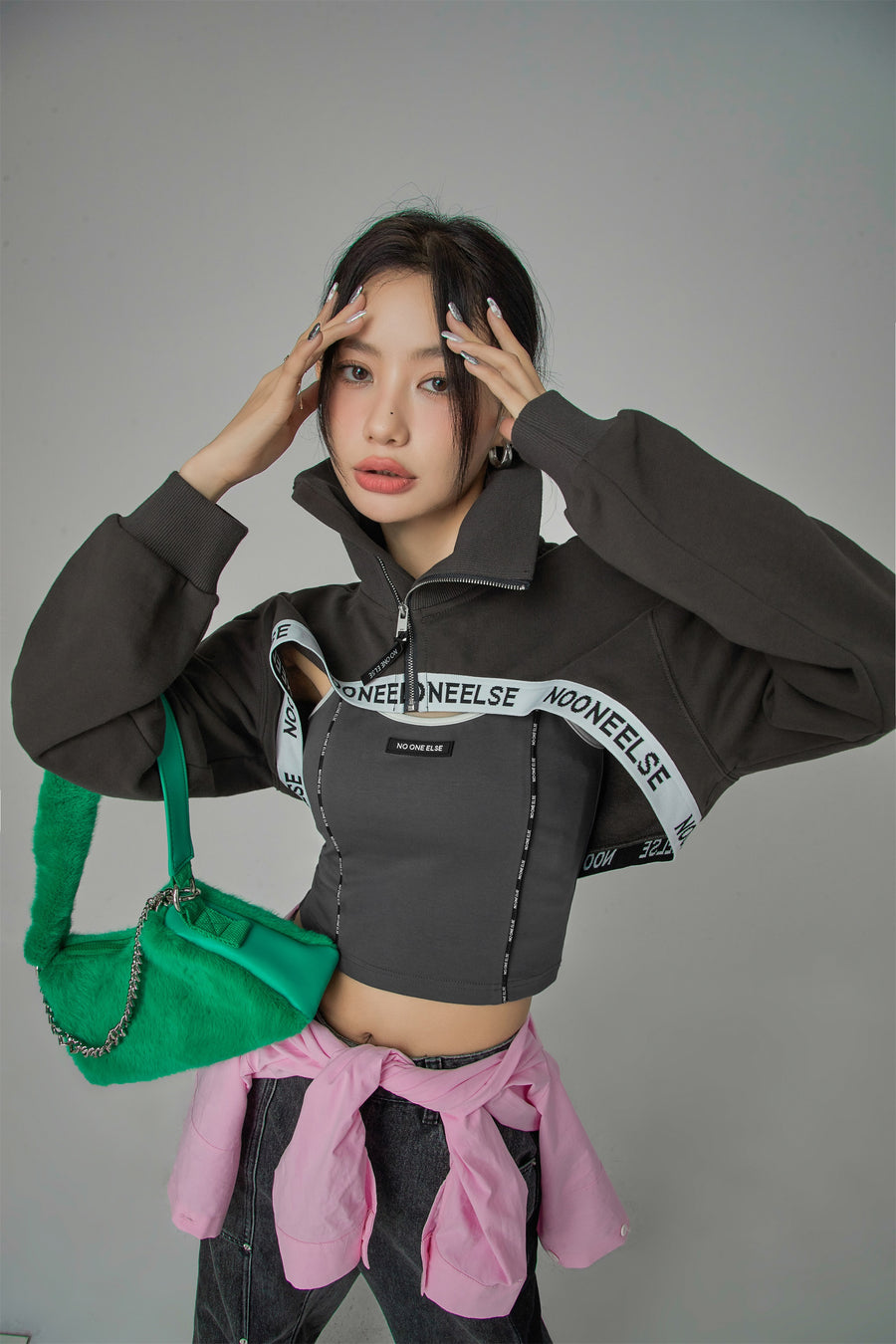 CHUU Paradise Where We Are Living Maxi Cropped Sweatshirt