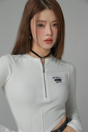 Half Zip Unbalanced T-Shirt