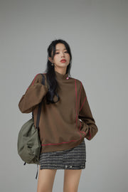 Babe Half Turtleneck Loose Fit Sweatshirt