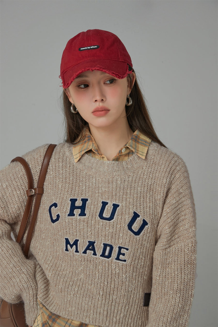 CHUU Crazy Chill Ribbed Loose Crop Knit Sweater