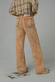 Trendsetter Wide Multi-Pocket Denim Asymmetrical Pants