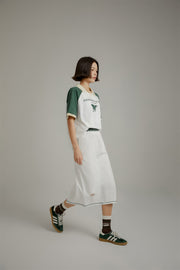 Banded Vintage Slit Long Skirt