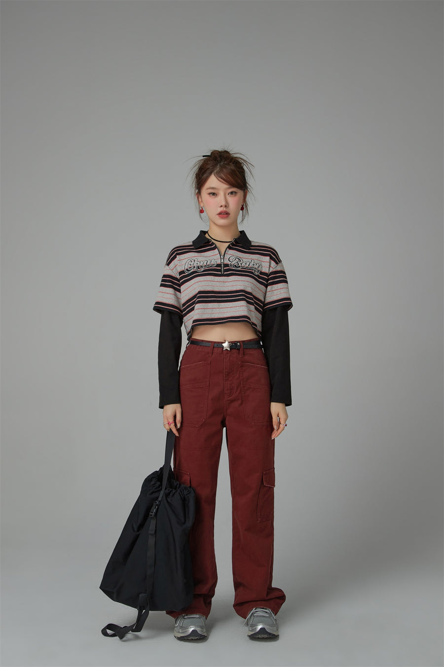 CHUU Only Upwards Color Stripe Crop T-Shirt