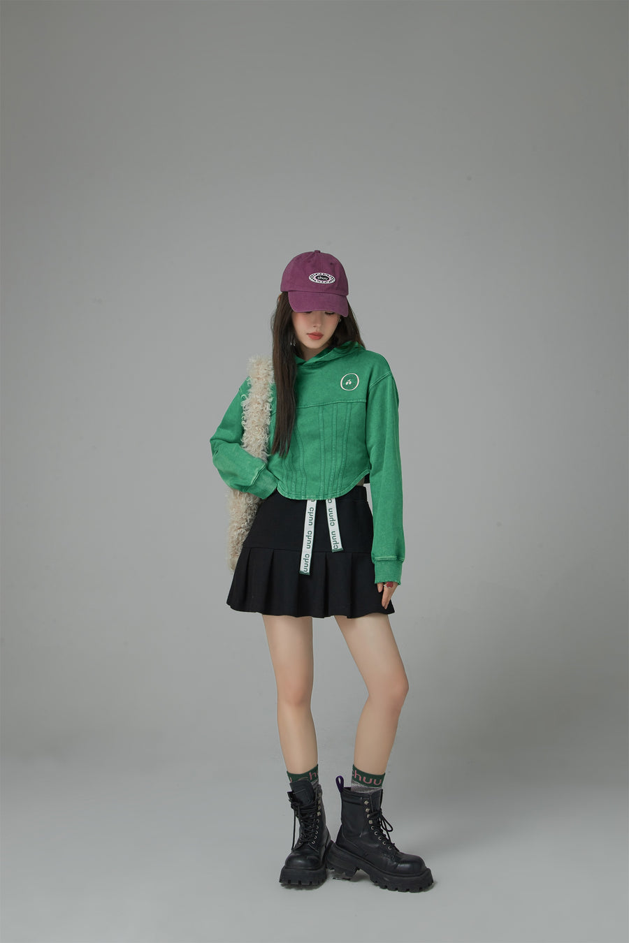 CHUU Waist Strings Pleated Tennis Skirt