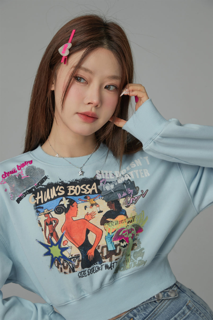 CHUU Sized Doesnt Matter Beach Day Printed Sweatshirt
