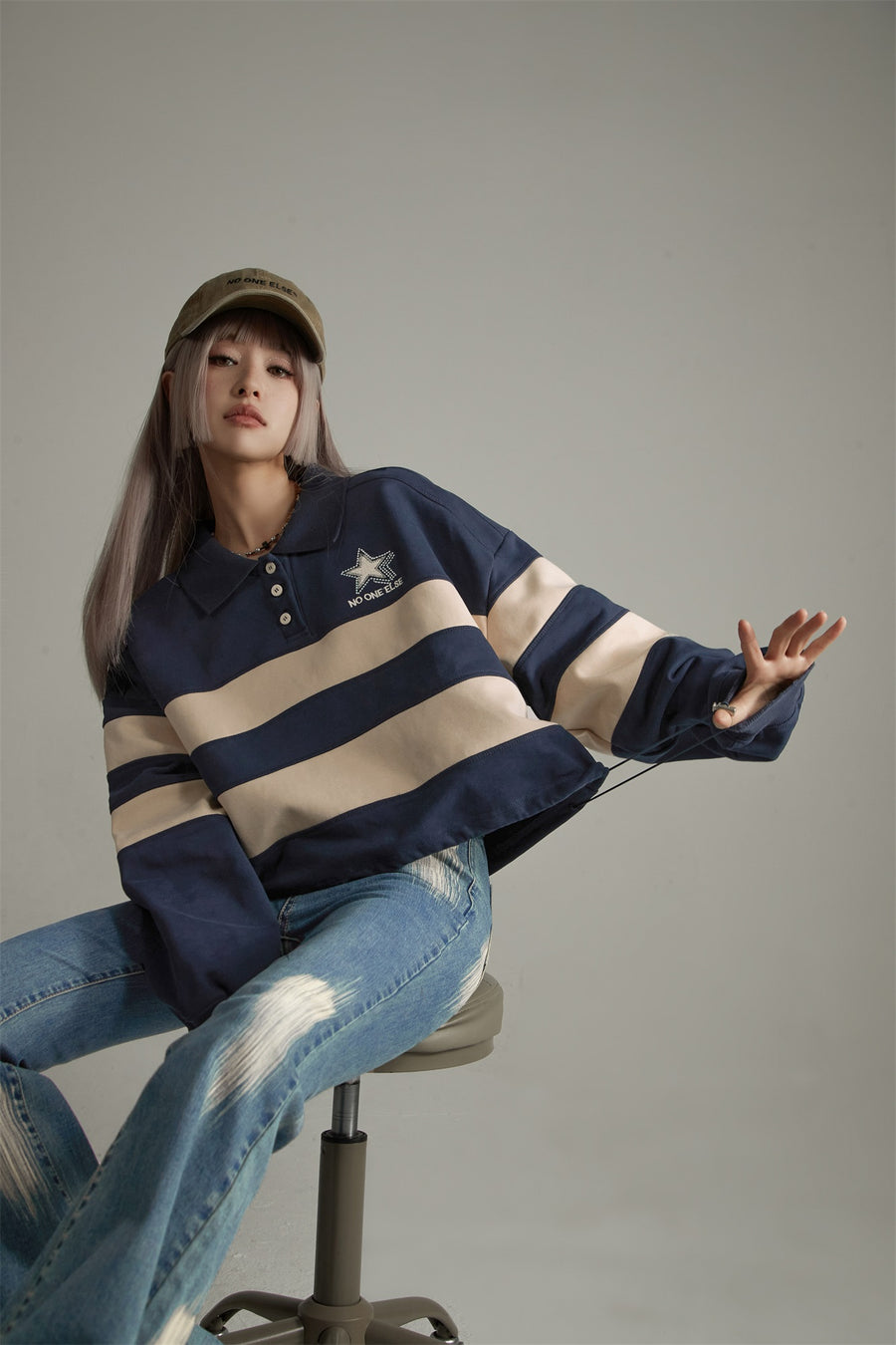 CHUU Polo Neck Vintage Sweatshirt