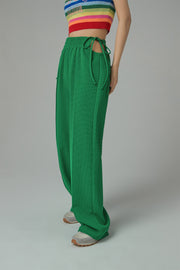 Side Slits String Wide Sweat Pants