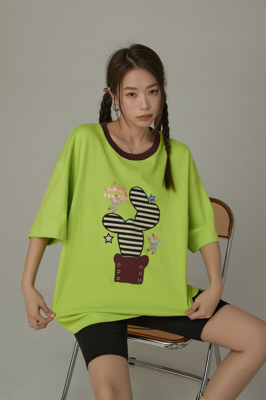 CHUU Lined Catcus Color Loose Fit T-Shirt