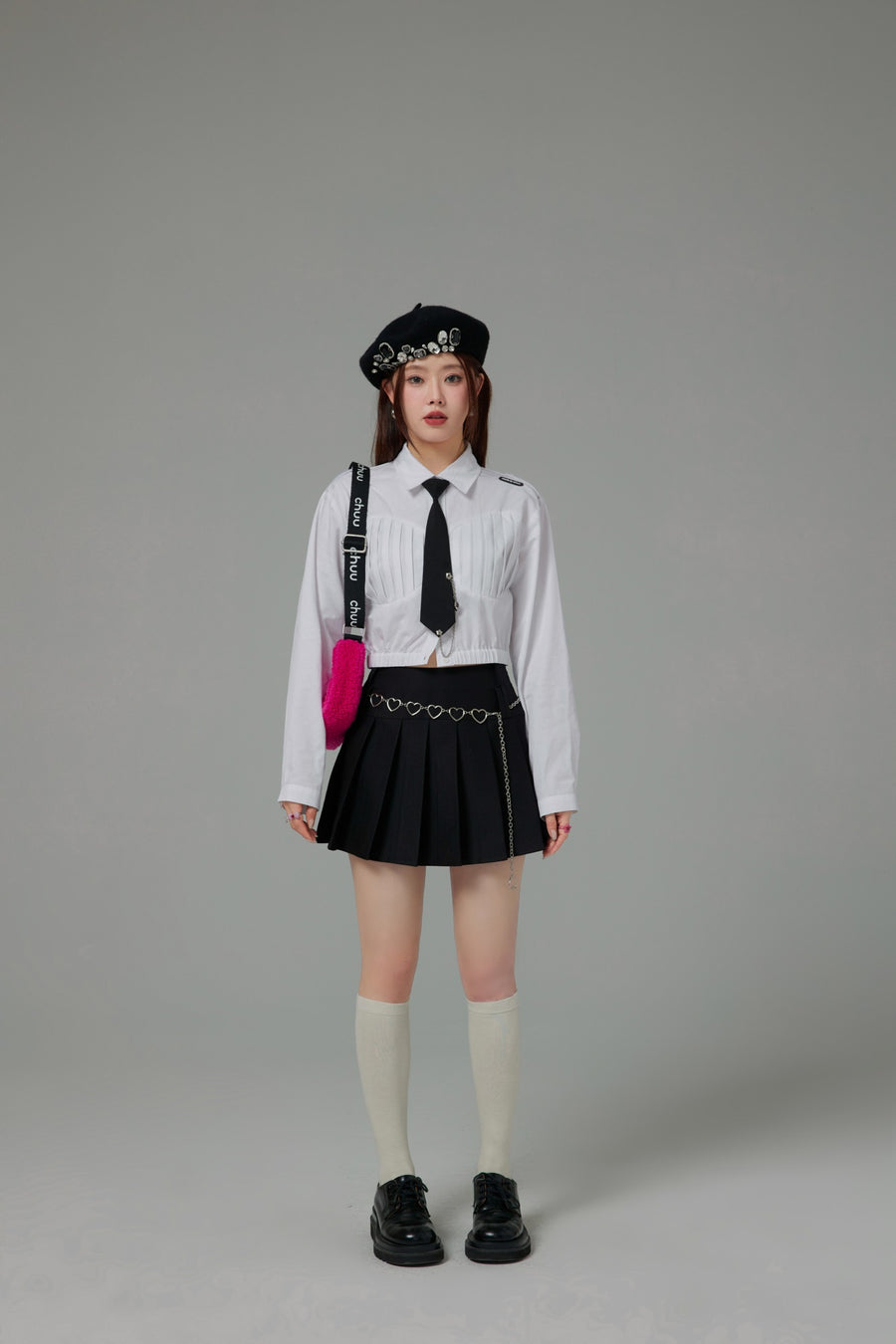 CHUU Shirred Cropped Shirt