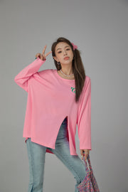 Side Slit Chuu Logo Loosefit Skater Top