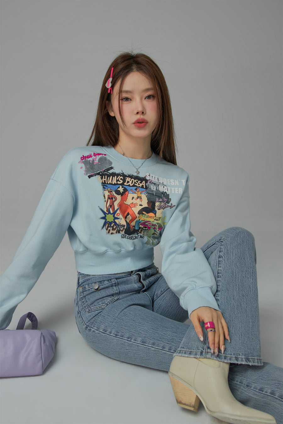 CHUU Sized Doesnt Matter Beach Day Printed Sweatshirt