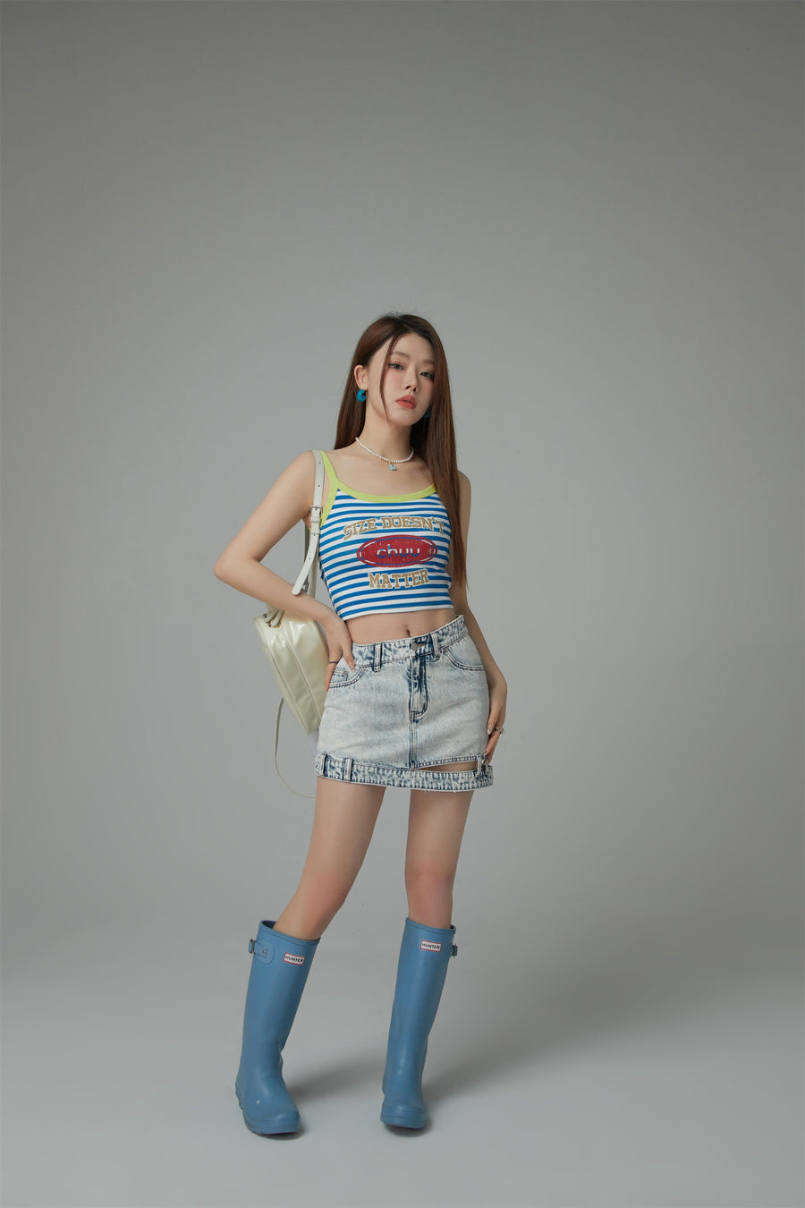 CHUU Slit Denim Skirt