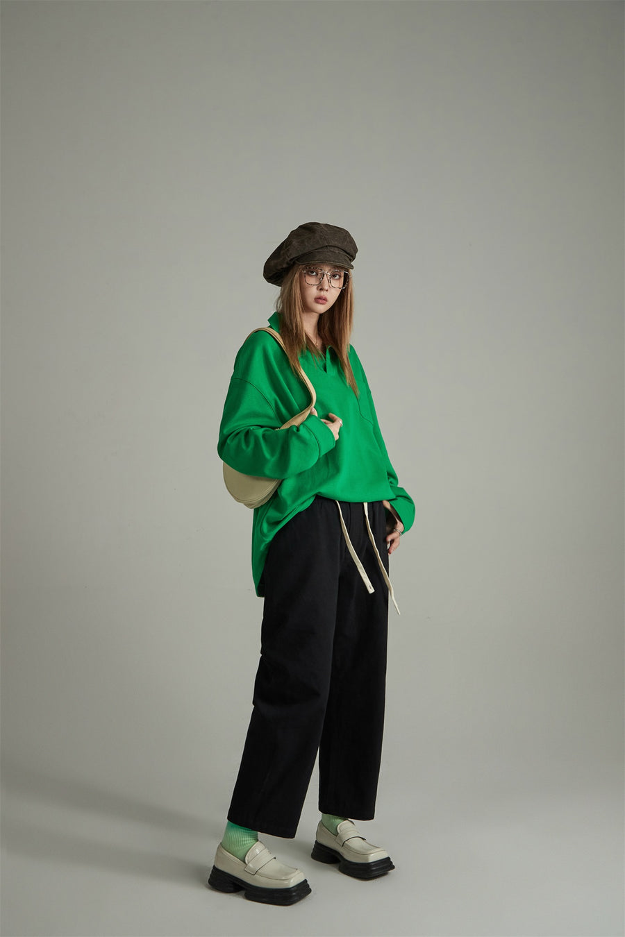 CHUU Cotton Ankle Cropped Straight Pants