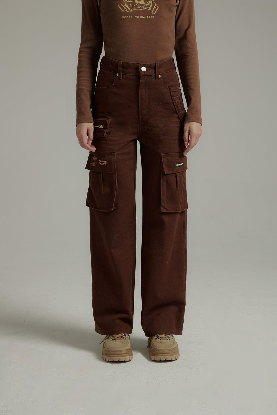 CHUU High-Waisted Cargo Straight Pants