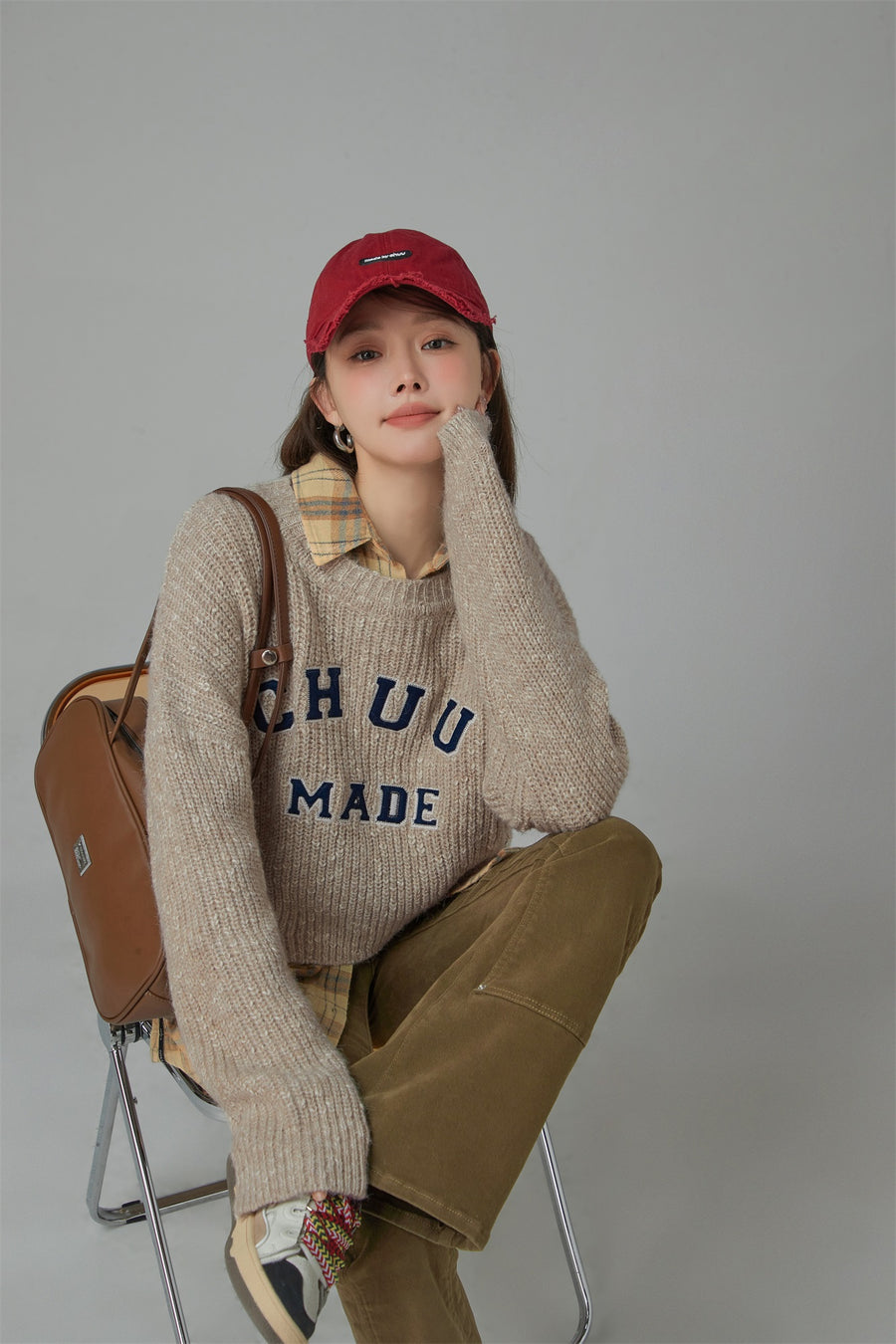 CHUU Crazy Chill Ribbed Loose Crop Knit Sweater