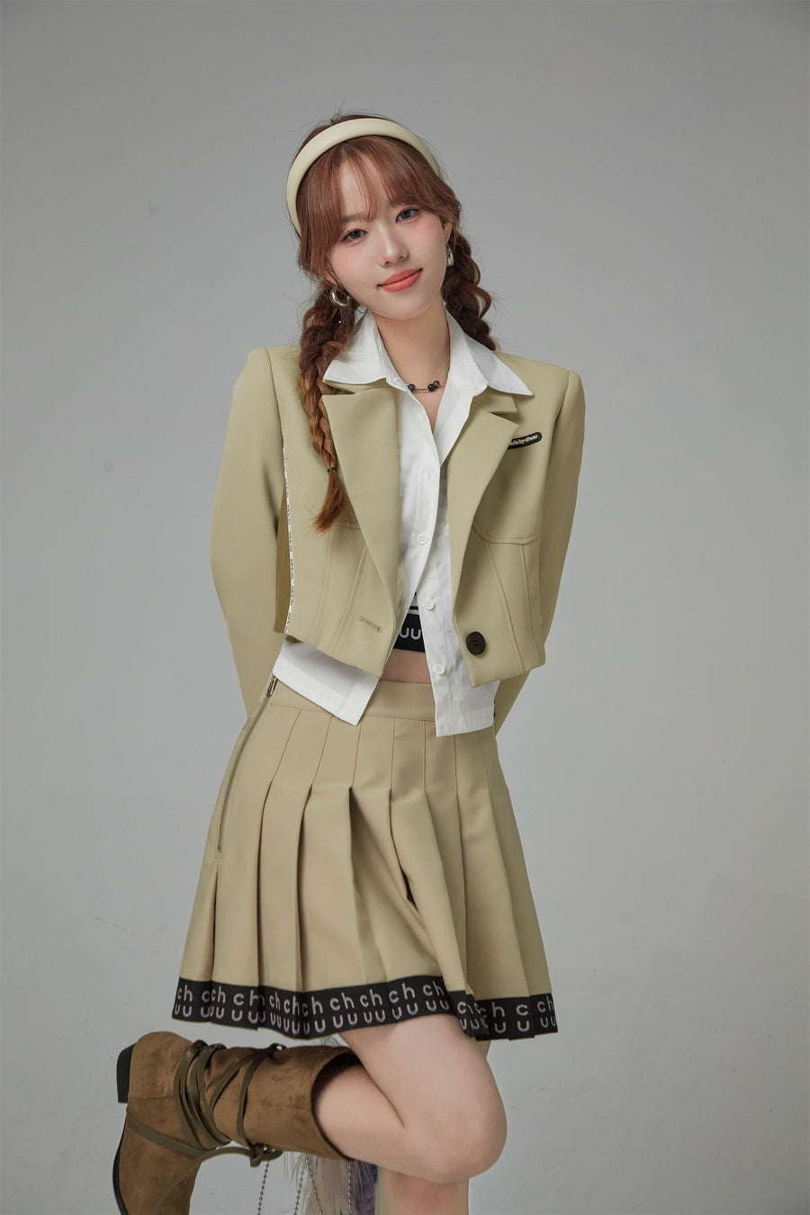 CHUU Back Corset Wrap Long Sleeve Shirt