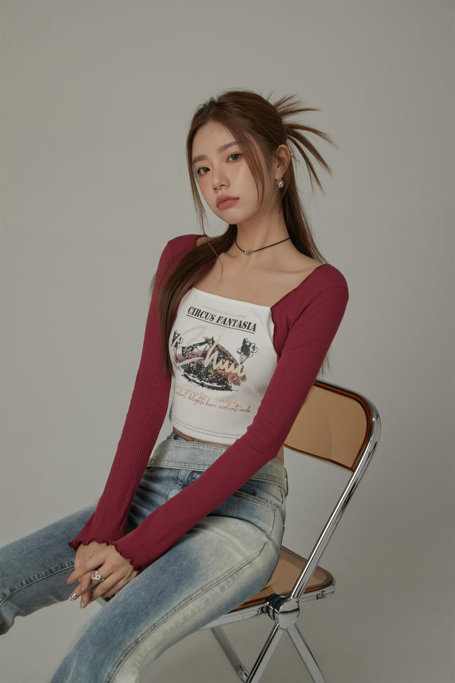 CHUU Chuu Circus Color Cropped T-Shirt