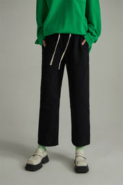 Cotton Ankle Cropped Straight Pants