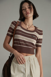 Striped Cropped Knit Top