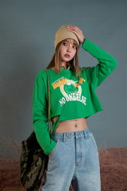 Waikiki Beach Long Sleeve Crop T-Shirt