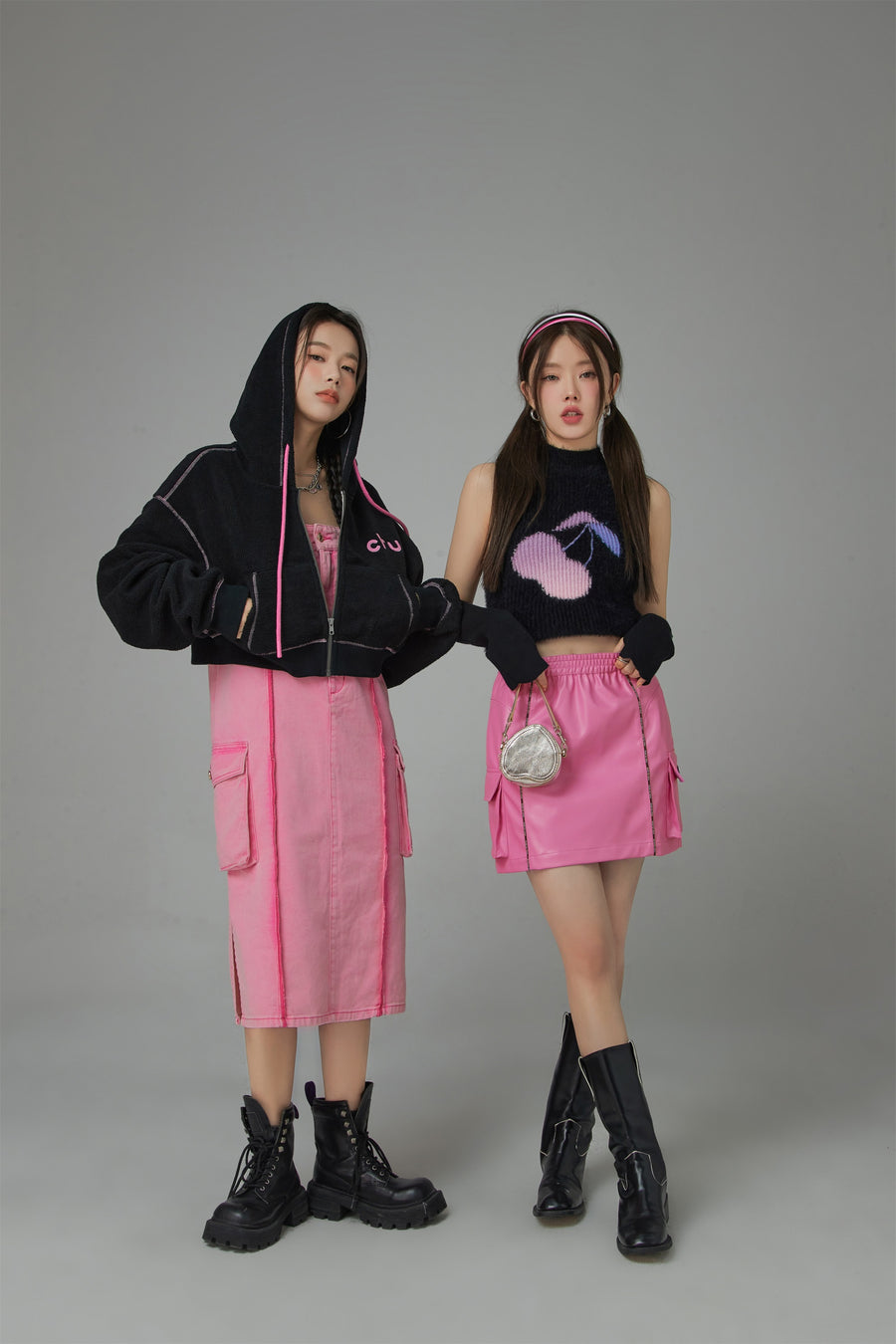 CHUU Name Every Star A-Line Leather Skirt