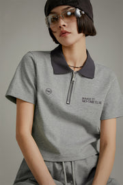 Half-Zip Cropped T-Shirt