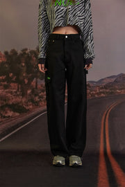 Side Strap Straight Wide Pants