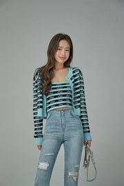 Stripes Chuu Logo Knit Cardigan