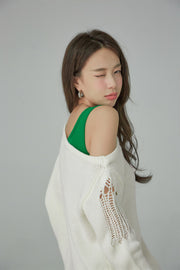 Let It Fall Off Shoulder Loose Knit Sweater