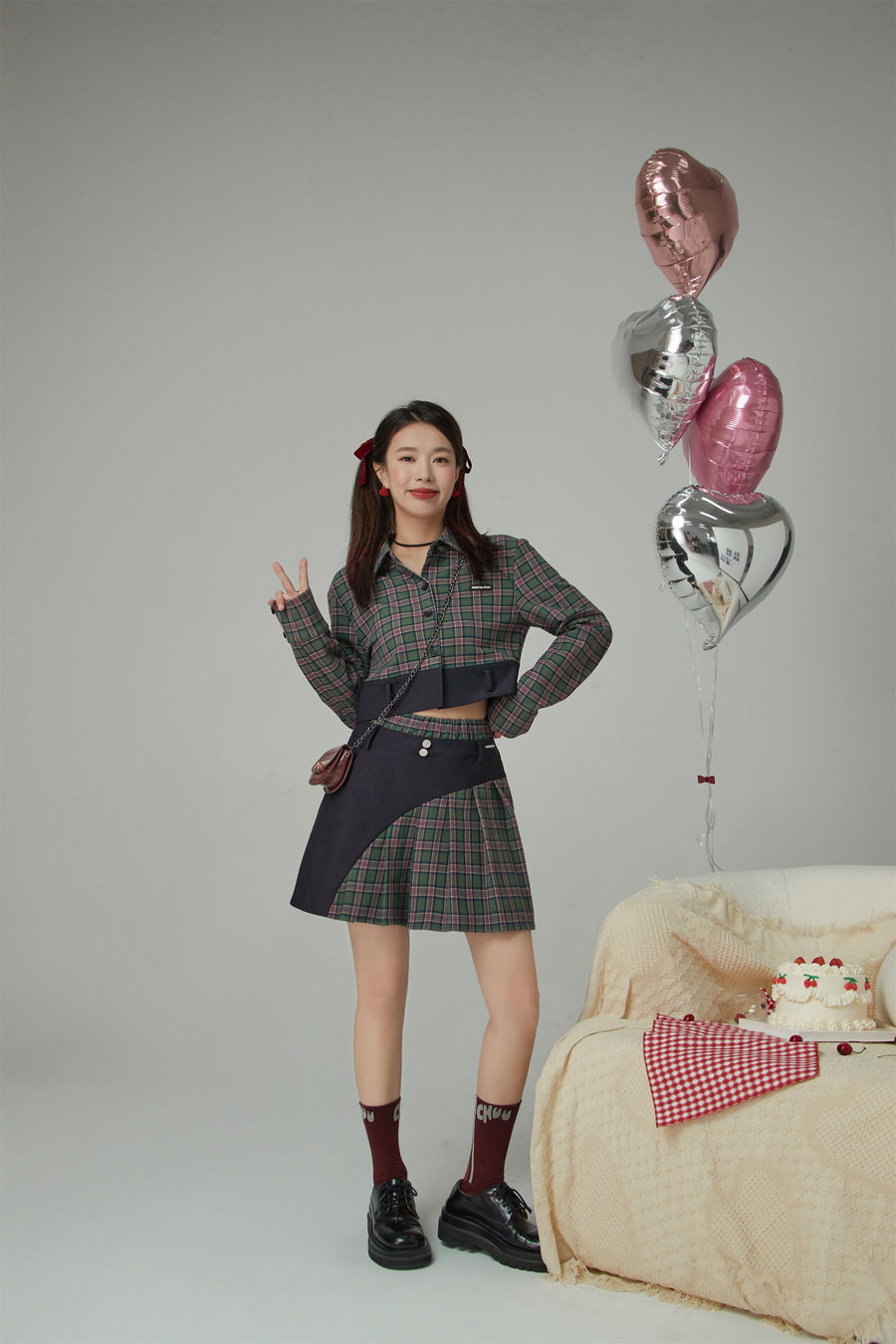 CHUU Prepared For This Moment Cropped Check Shirt