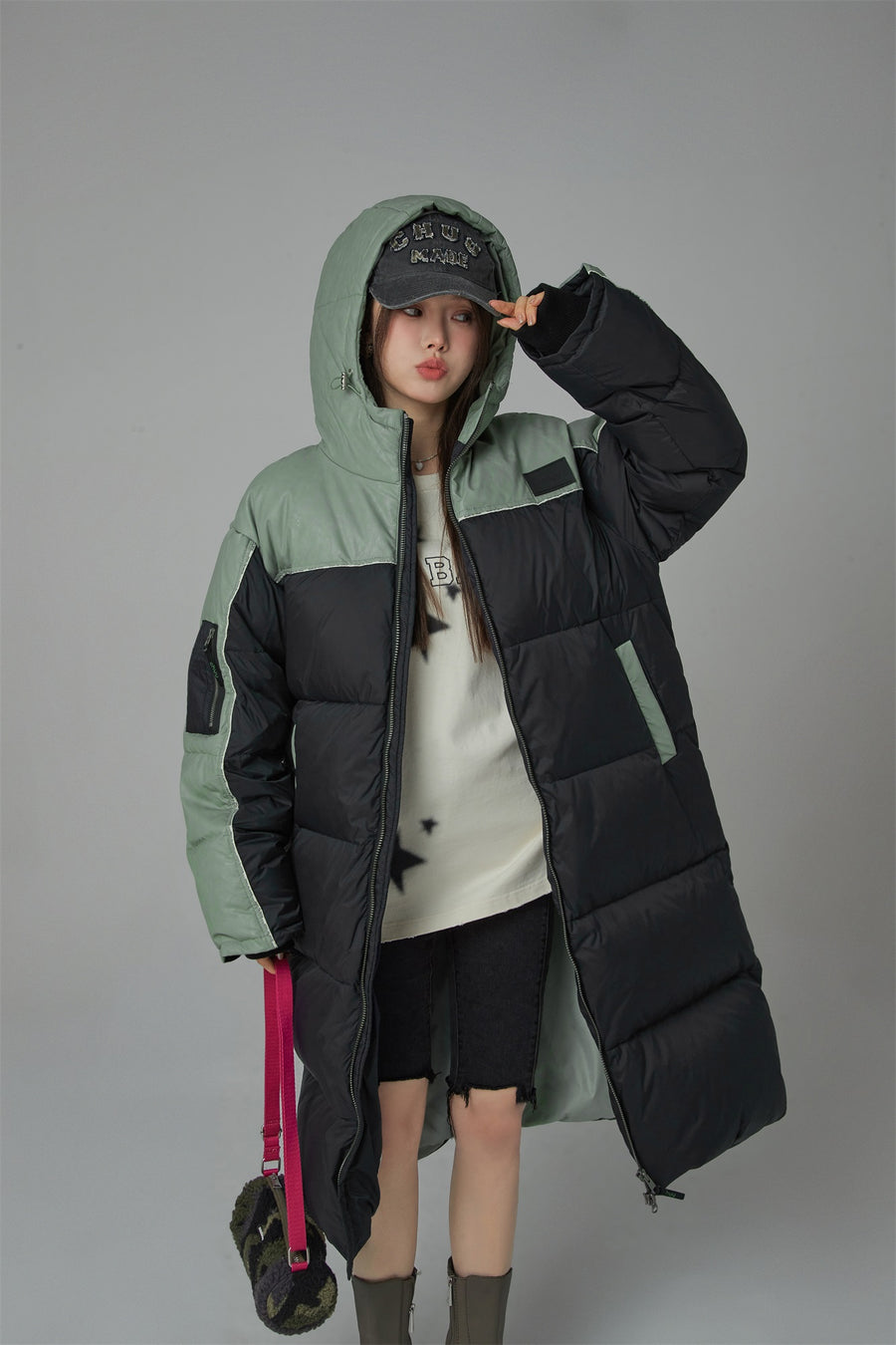 CHUU Hoodie Duck Down Long Padding Coat