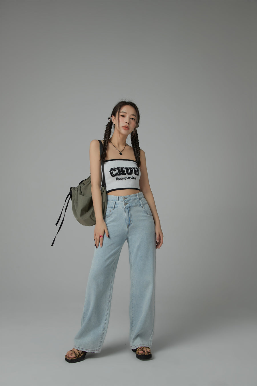 CHUU Two-Layer Illusion Wide Denim Jeans