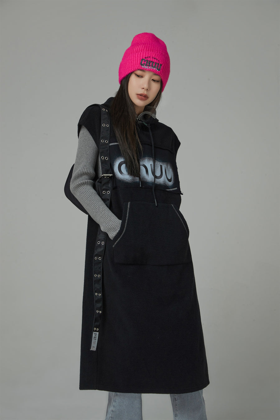 CHUU Chuu Loose Fit Hoodie Dress