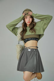 Criss Cross High Waist Pleated Skirt