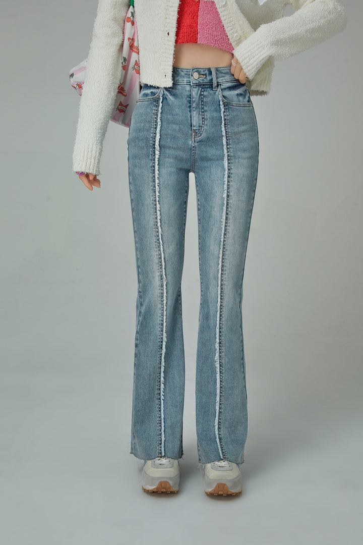 Sunshine High Waist Bootcut Washed Denim Pants