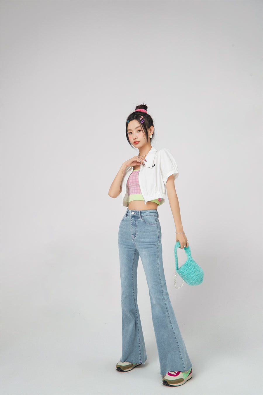 CHUU Puff Sleeve Cropped Shirt