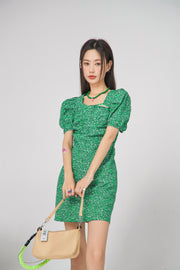 Puff Sleeve Flower Dress