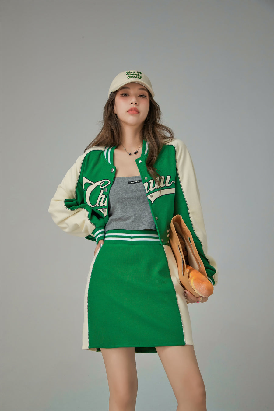 CHUU Chuu Fashion Two-Toned High Waist Skirt