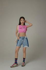 By Chuu Color String Back Cutout Sleeveless Crop Top