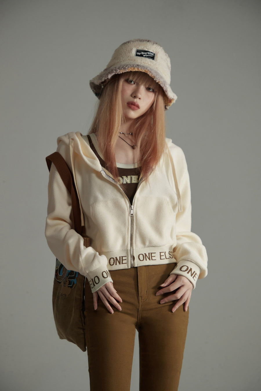 CHUU Fleece Loose Zip-Up Hoodie