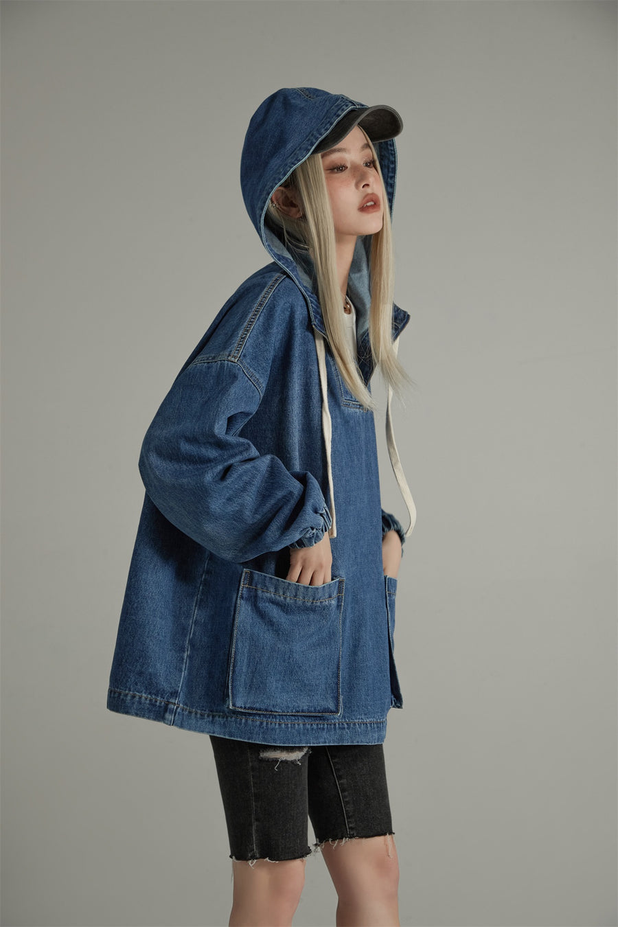 CHUU Club Stretch Denim Pocket Anorak Jacket