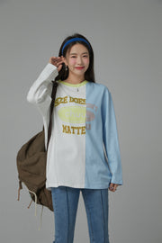 Size Doesnt Matter Two-Toned Loose Fit T-Shirt