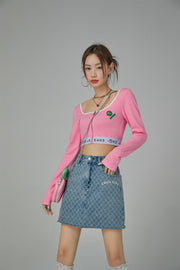 '-5Kg Jeans Zip-Up Crop Top