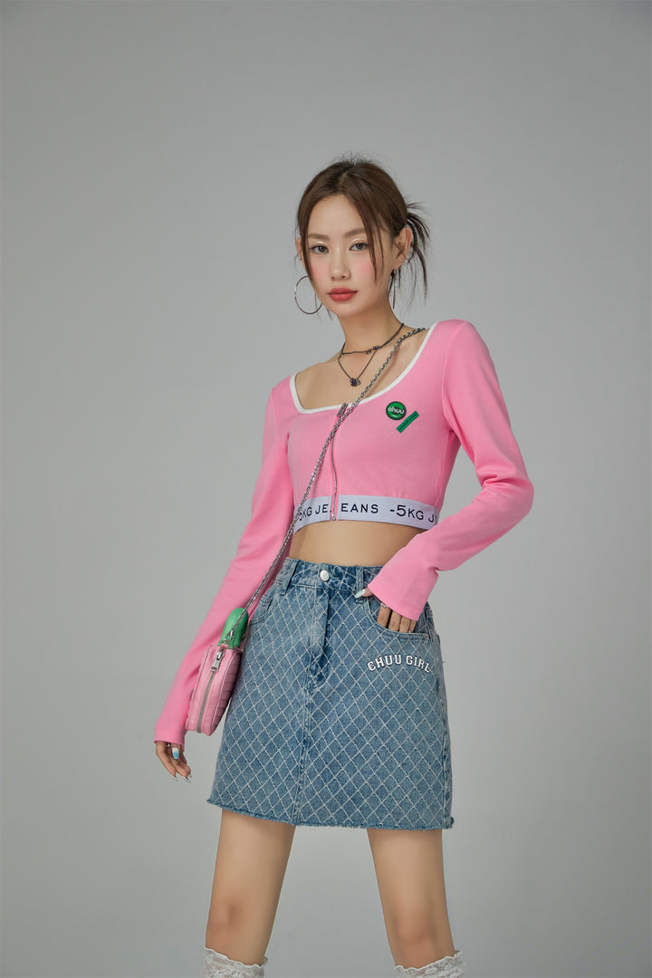 '-5Kg Jeans Zip-Up Crop Top