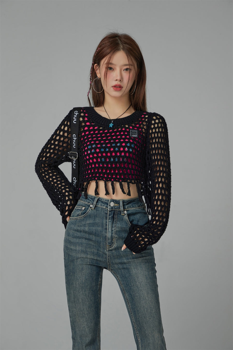 CHUU Charismatic Persona Cropped Knit Top